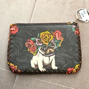 Floral Pug Print Coin Purse